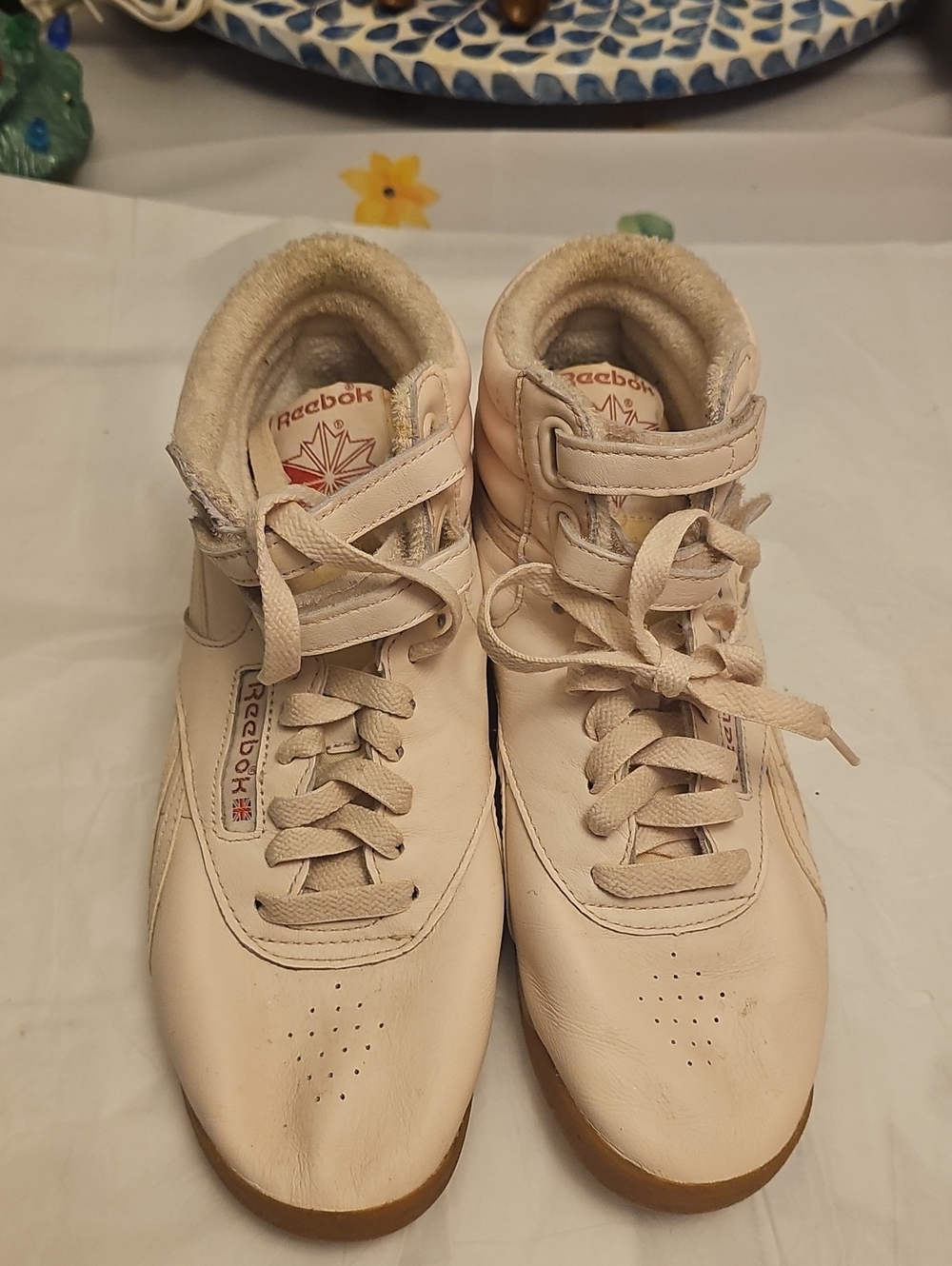 Reebok Freestyle Hi High Top Sneakers Cream & Brown